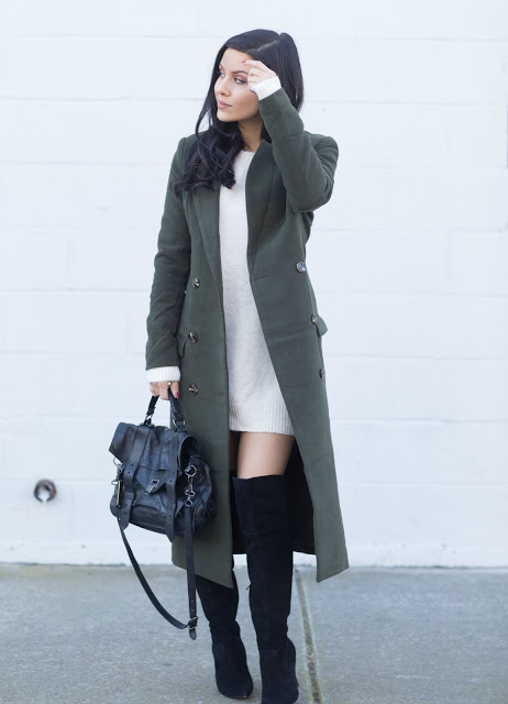 Sweater Dress + Military Trench Combo - Andee Layne