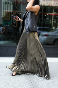 metallic maxi skirt NYFW