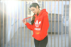 red adidas sweatshirt