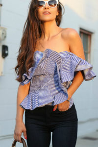 off the shoulder gingham top