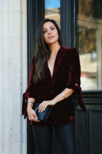 Velvet Blazer Leather Leggings