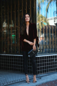 velvet blazer leather pants