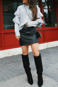 leather skirt ysl niki boots