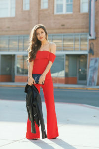 red jumpsuit