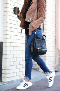 paige high low hem frayed denim adidas originals sneakers