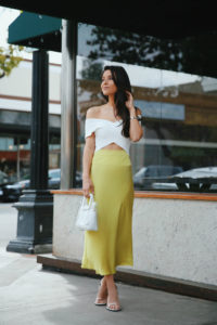 free people neon green midi skirt