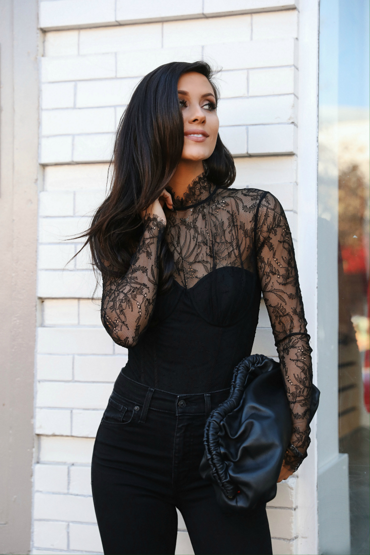 Black Lace Tops for Women